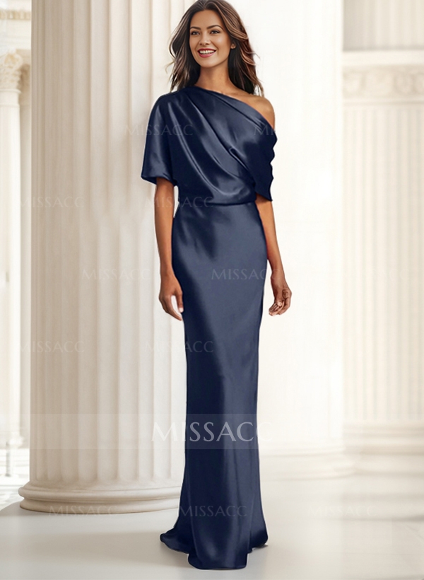 Sheath/Column Asymmetrical Neck Short Sleeves Mother Of The Bride Dresses