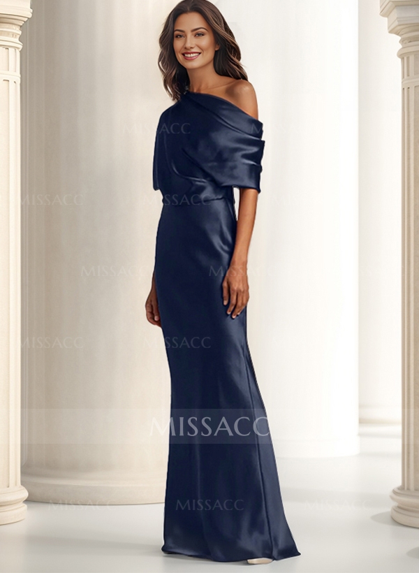 Sheath/Column Asymmetrical Neck Short Sleeves Mother Of The Bride Dresses