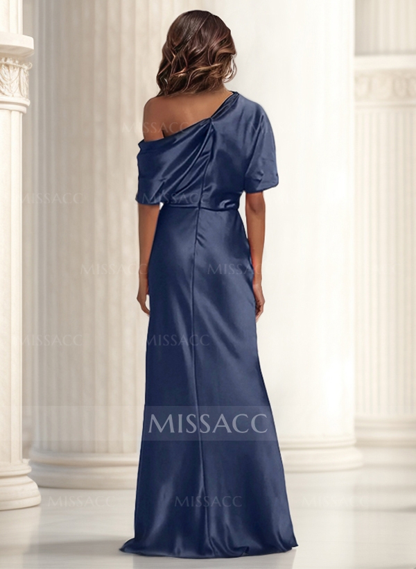 Sheath/Column Asymmetrical Neck Short Sleeves Mother Of The Bride Dresses