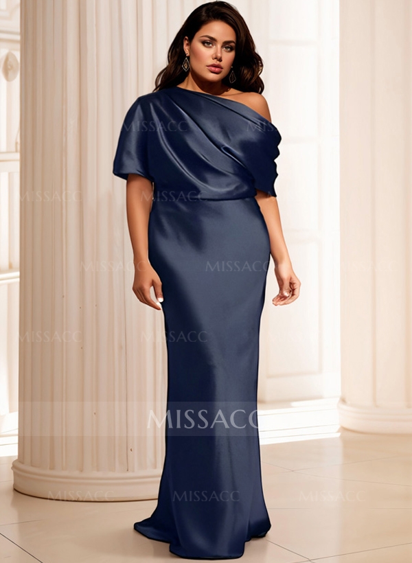 Sheath/Column Asymmetrical Neck Short Sleeves Mother Of The Bride Dresses