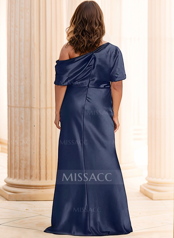 Sheath/Column Asymmetrical Neck Short Sleeves Mother Of The Bride Dresses