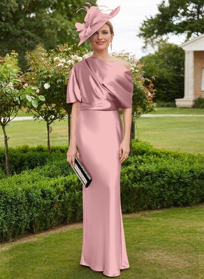Sheath/Column Asymmetrical Neck Short Sleeves Mother Of The Bride Dresses