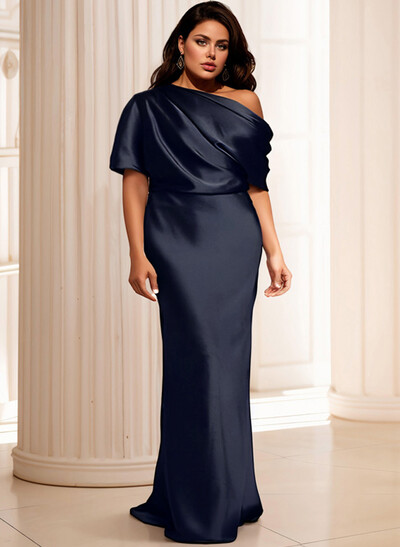 Sheath/Column Asymmetrical Neck Short Sleeves Mother Of The Bride Dresses