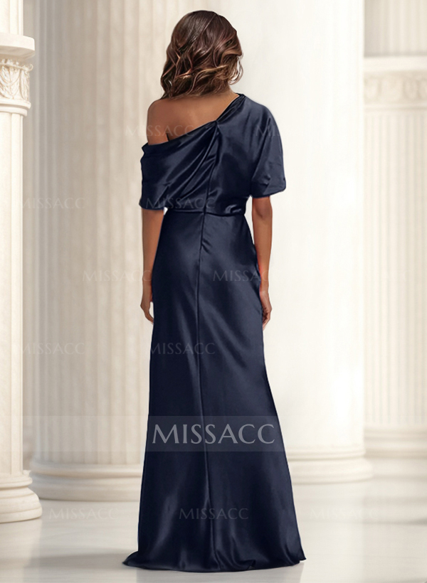 Sheath/Column Asymmetrical Neck Short Sleeves Mother Of The Bride Dresses
