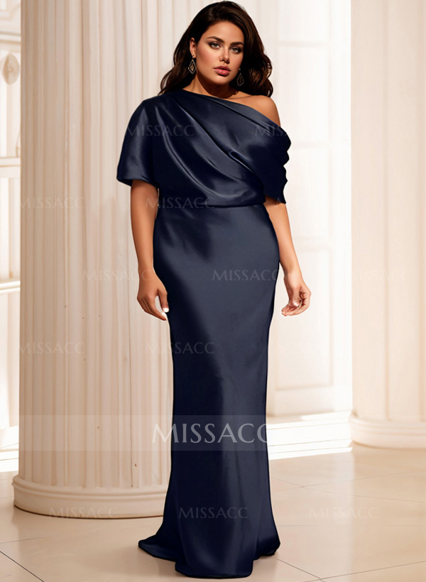 Sheath/Column Asymmetrical Neck Short Sleeves Mother Of The Bride Dresses