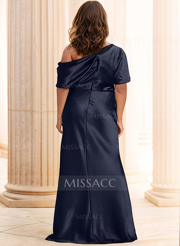 Sheath/Column Asymmetrical Neck Short Sleeves Mother Of The Bride Dresses