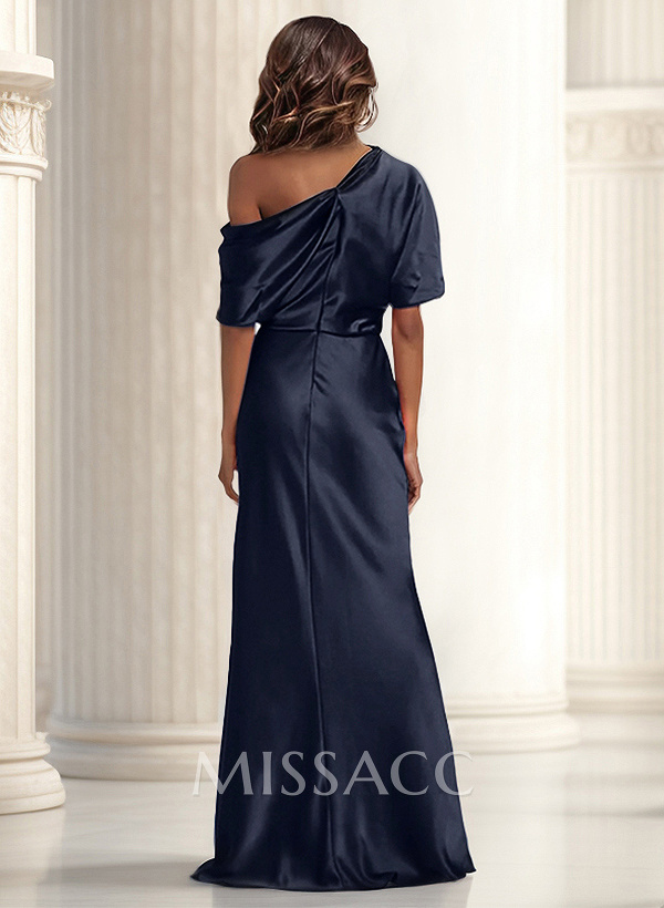 Sheath/Column Asymmetrical Neck Short Sleeves Mother Of The Bride Dresses