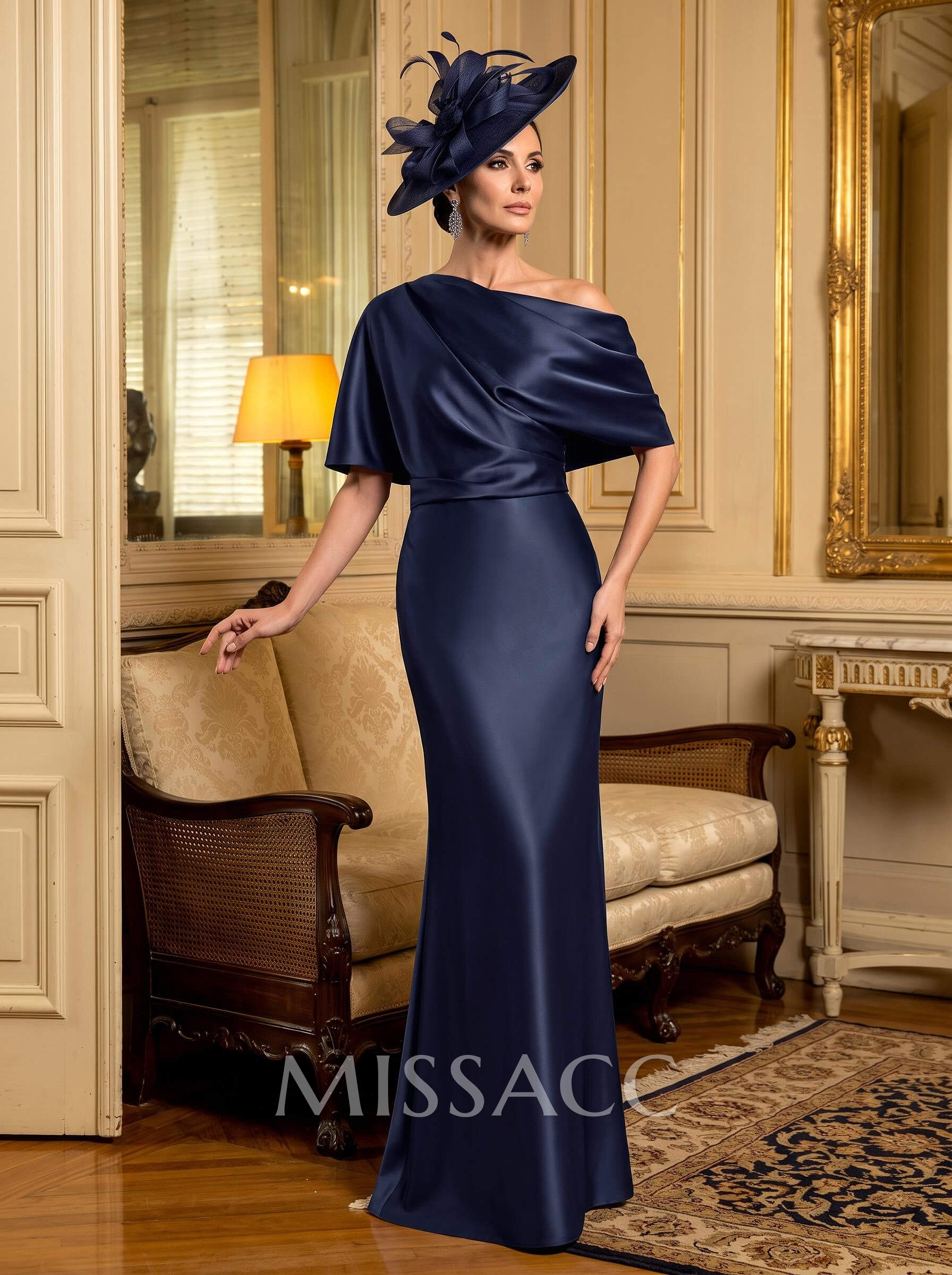 Sheath/Column Asymmetrical Neck Short Sleeves Mother Of The Bride Dresses Sheath/Column Asymmetrical Neck Short Sleeves Mother Of The Bride Dresses