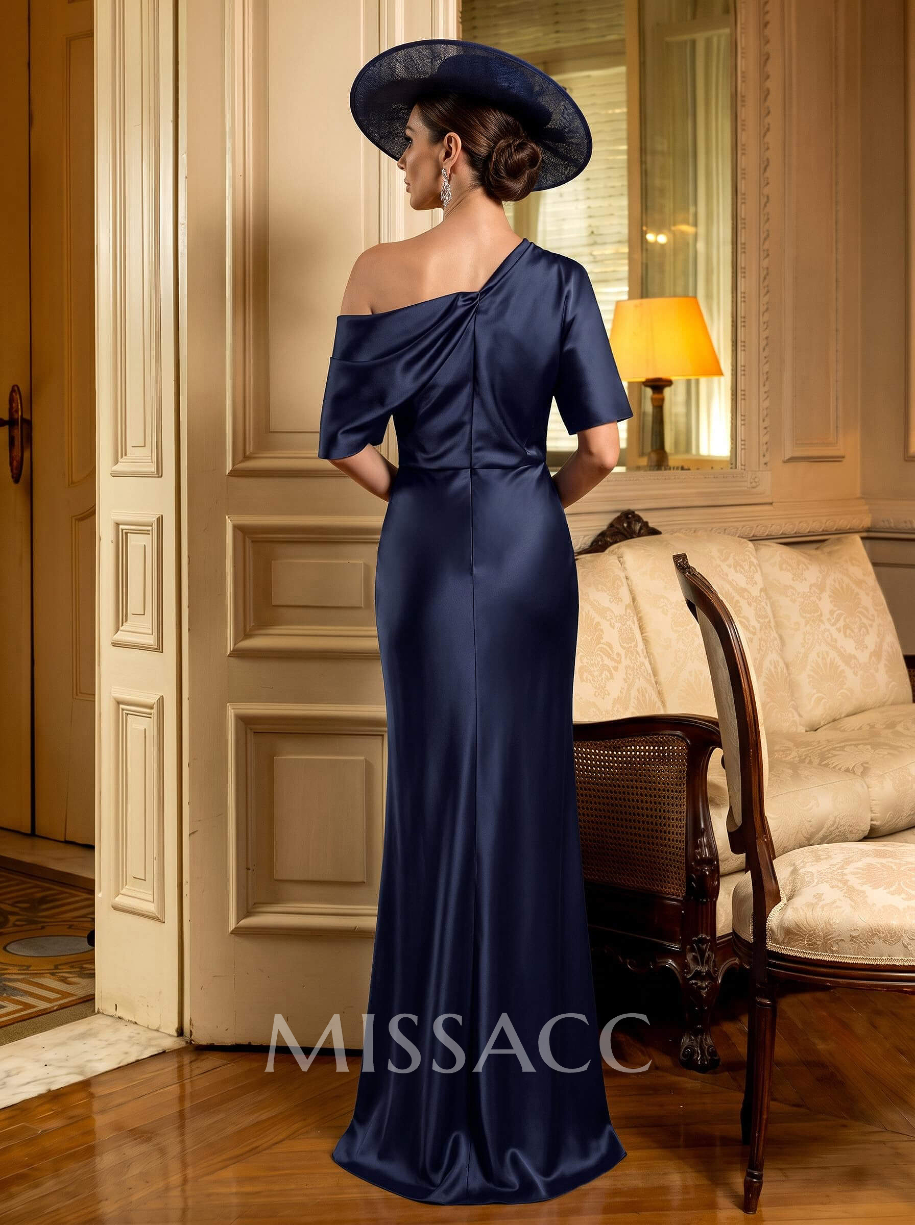Sheath/Column Asymmetrical Neck Short Sleeves Mother Of The Bride Dresses Sheath/Column Asymmetrical Neck Short Sleeves Mother Of The Bride Dresses