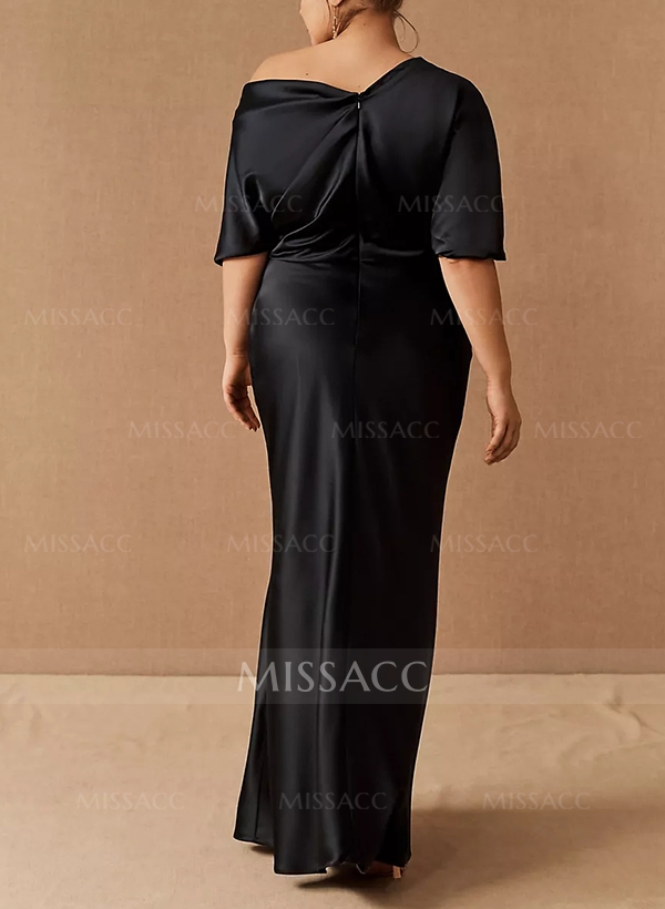 Sheath/Column Asymmetrical Neck Short Sleeves Mother Of The Bride Dresses