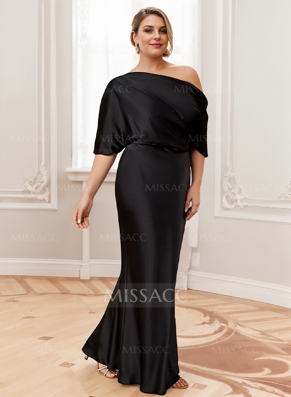 Sheath/Column Asymmetrical Neck Short Sleeves Mother Of The Bride Dresses