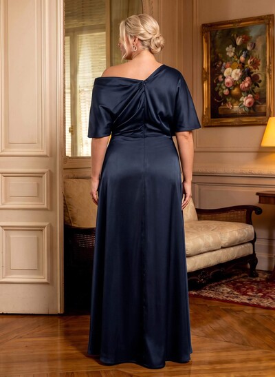 Sheath/Column Asymmetrical Neck Short Sleeve Mother Of The Bride Dresses