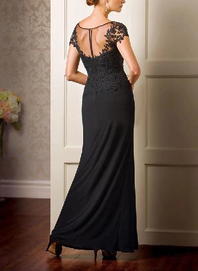 Sheath/Column Illusion Neck Lace/Jersey Mother Of The Bride Dresses With Split Front