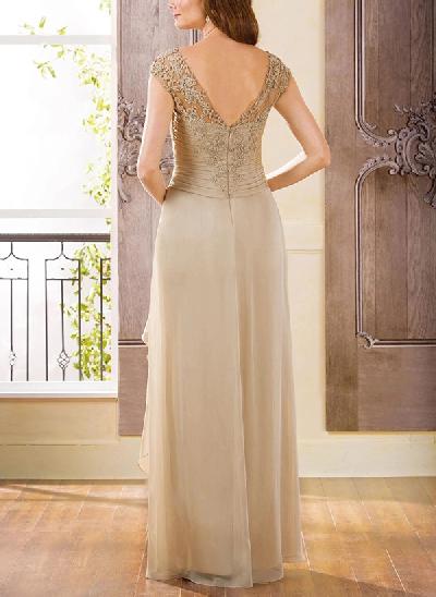 Sheath/Column V-Neck Chiffon/Lace Mother Of The Bride Dresses With Split Front