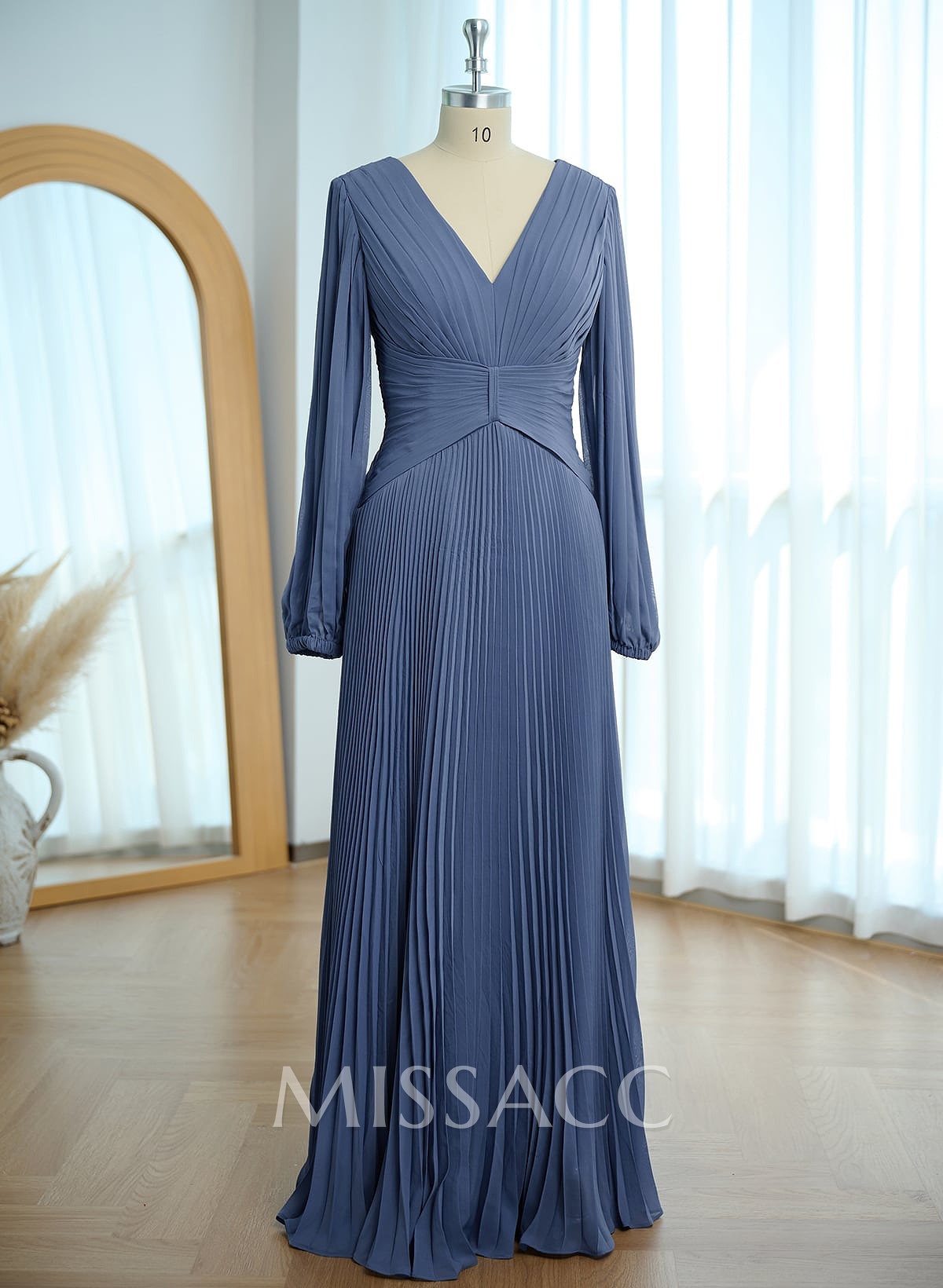 A-Line V-Neck Long Sleeves Floor-Length Chiffon Mother Of The Bride Dresses A-Line V-Neck Long Sleeves Floor-Length Chiffon Mother Of The Bride Dresses