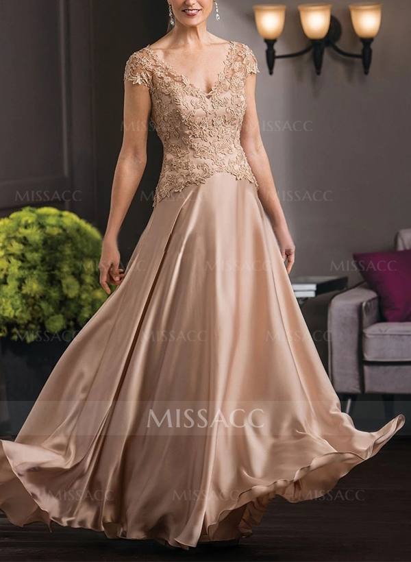 A-Line V-Neck Sleeveless Floor-Length Chiffon Mother Of The Bride Dresses