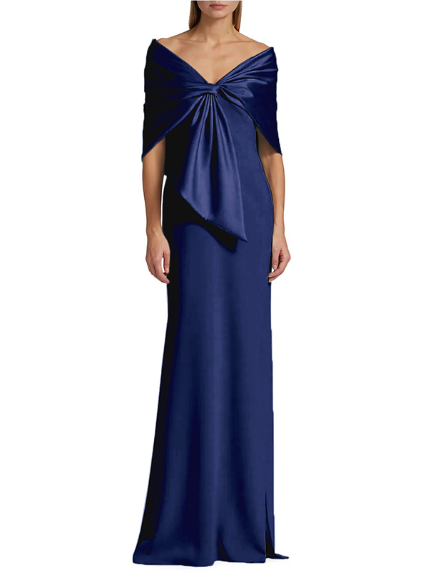 Sheath/Column Off-The-Shoulder Satin/Jersey Evening Dresses With Bow(s)