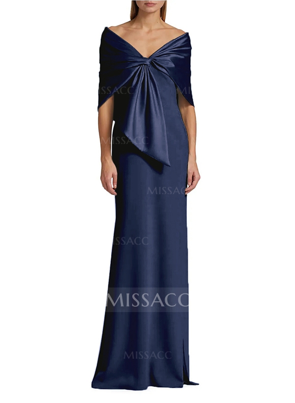 Sheath/Column Off-The-Shoulder Satin/Jersey Mother Of The Bride Dresses With Bow(s)