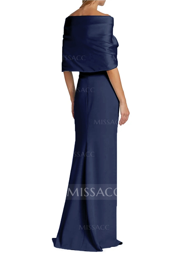 Sheath/Column Off-The-Shoulder Satin/Jersey Mother Of The Bride Dresses With Bow(s)