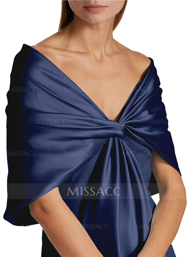 Sheath/Column Off-The-Shoulder Satin/Jersey Mother Of The Bride Dresses With Bow(s)