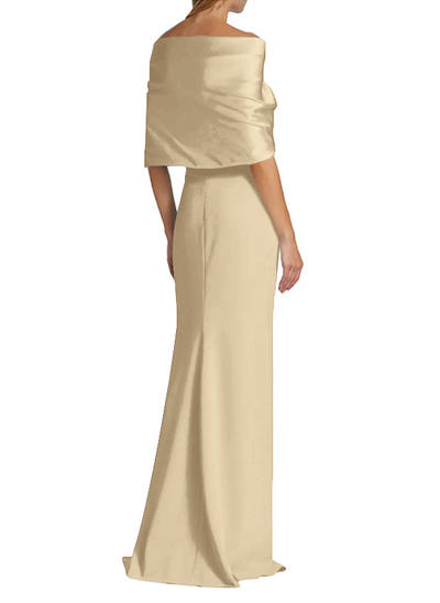 Sheath/Column Off-The-Shoulder Satin/Jersey Mother Of The Bride Dresses With Bow(s)