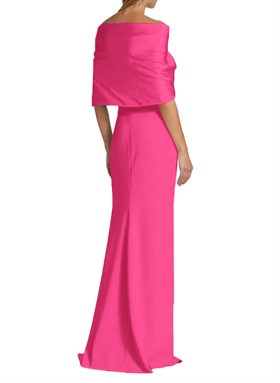 Sheath/Column Off-The-Shoulder Satin/Jersey Mother Of The Bride Dresses With Bow(s)