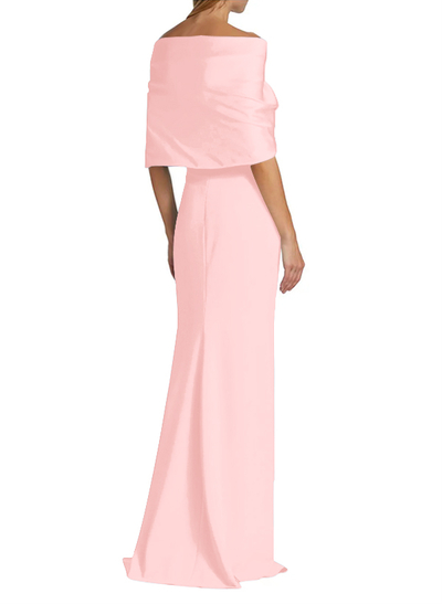 Sheath/Column Off-The-Shoulder Satin/Jersey Mother Of The Bride Dresses With Bow(s)