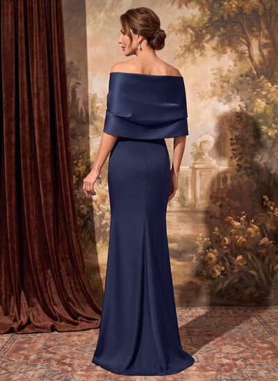 Sheath/Column Off-The-Shoulder Satin/Jersey Mother Of The Bride Dresses With Bow(s)