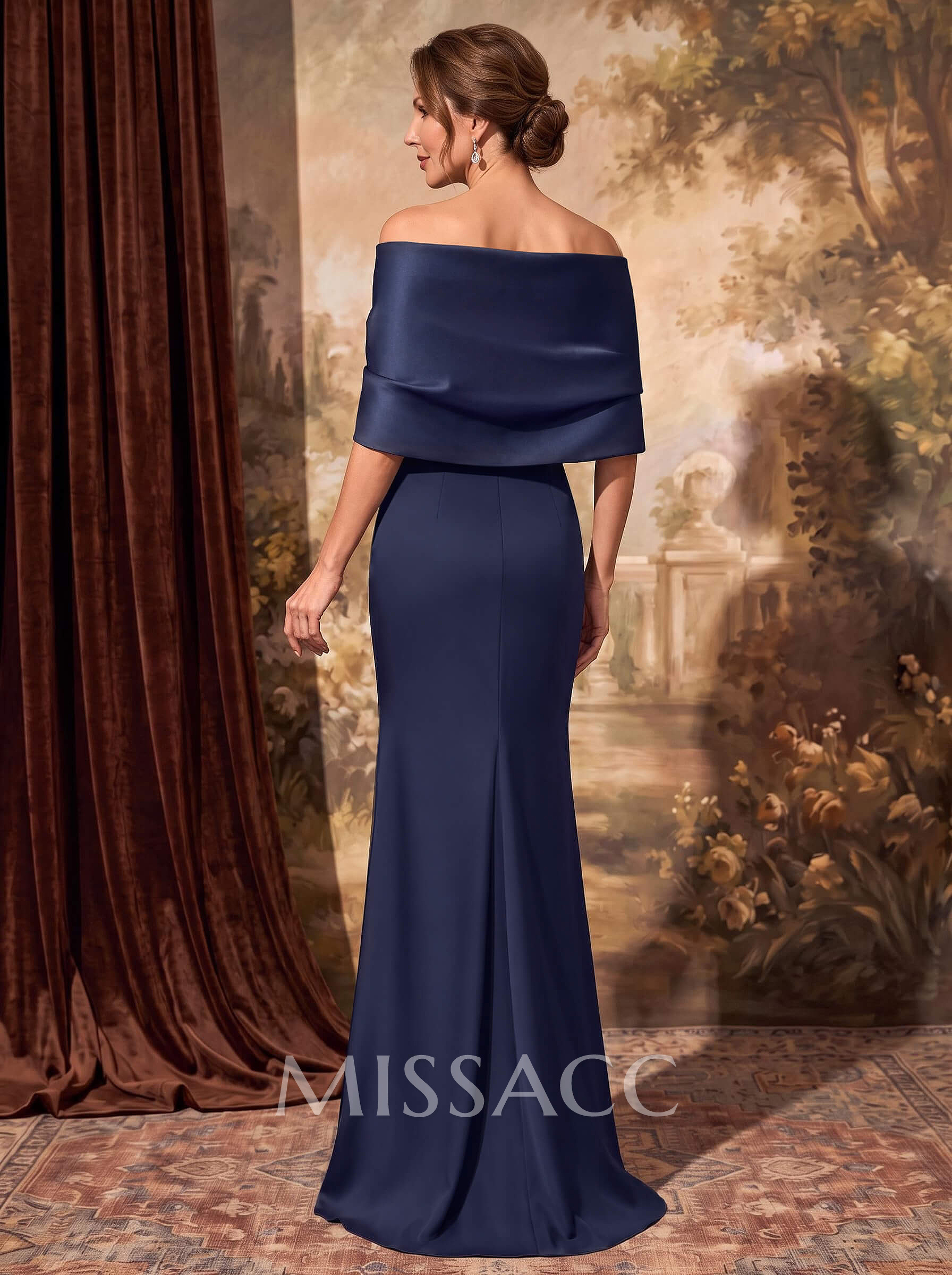 Sheath/Column Off-The-Shoulder Satin/Jersey Mother Of The Bride Dresses With Bows