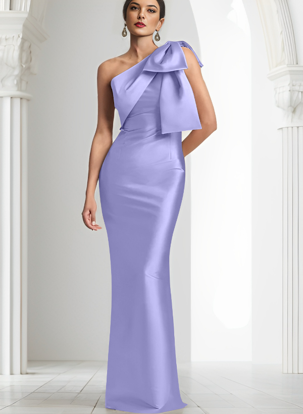 Sheath/Column One-Shoulder Satin Mother Of The Bride Dresses With Bow(s)