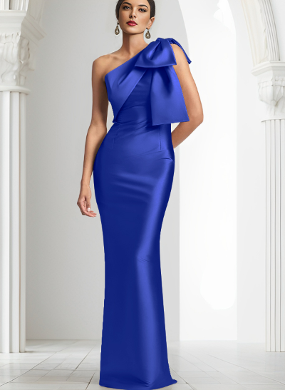 Sheath/Column One-Shoulder Satin Mother Of The Bride Dresses With Bow(s)