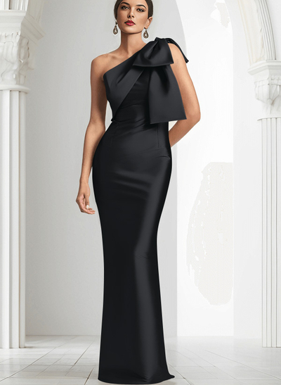 Sheath/Column One-Shoulder Satin Mother Of The Bride Dresses With Bow(s)