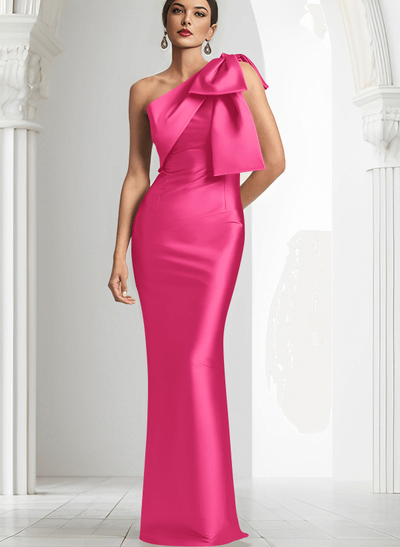 Sheath/Column One-Shoulder Satin Mother Of The Bride Dresses With Bow(s)