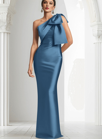 Sheath/Column One-Shoulder Satin Mother Of The Bride Dresses With Bow(s)