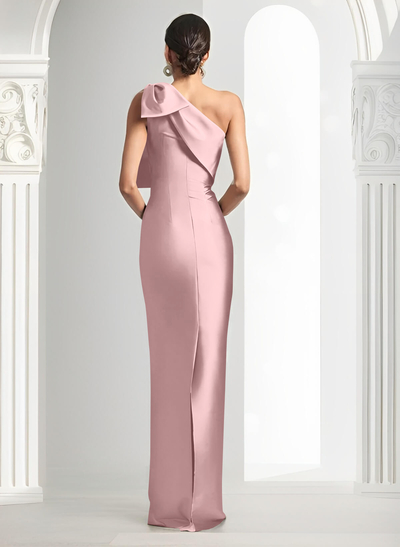 Sheath/Column One-Shoulder Satin Mother Of The Bride Dresses With Bow(s)