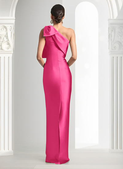 Sheath/Column One-Shoulder Satin Mother Of The Bride Dresses With Bow(s)