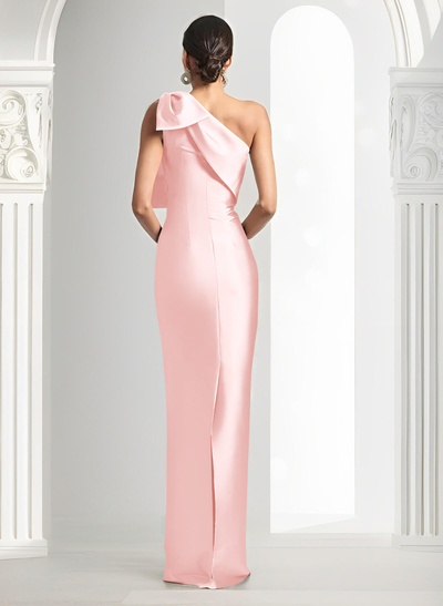 Sheath/Column One-Shoulder Satin Mother Of The Bride Dresses With Bow(s)