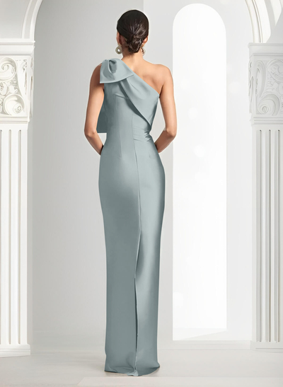 Sheath/Column One-Shoulder Satin Mother Of The Bride Dresses With Bow(s)
