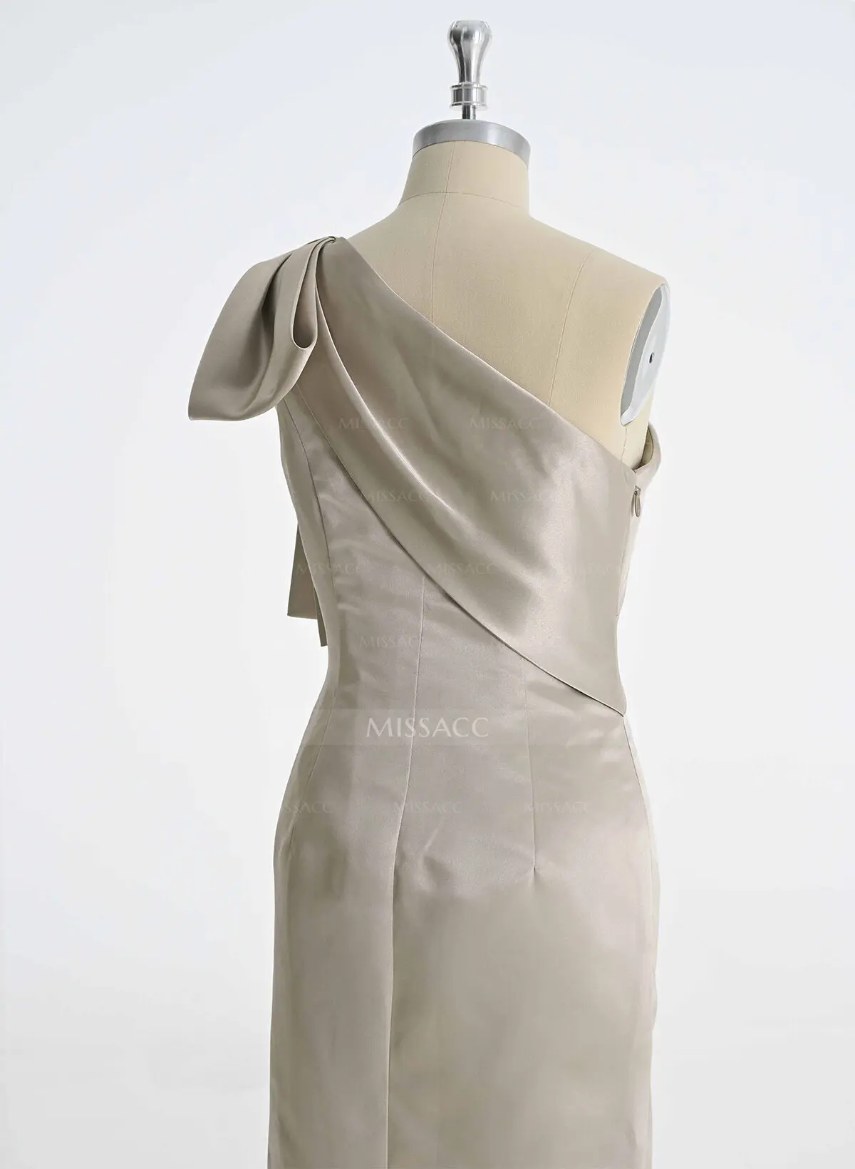 sachin and babi light blue dress One Shoulder Satin Finish Maxi Dress in Champagne