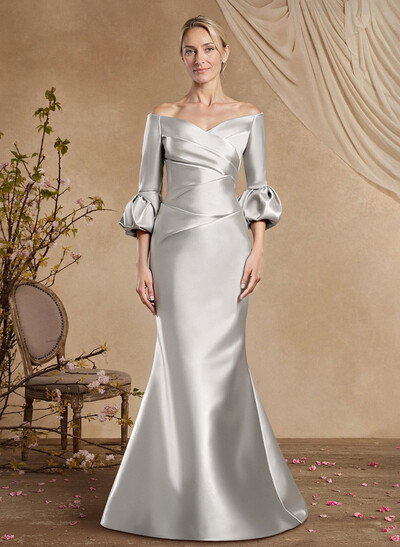 Trumpet/Mermaid Off-The-Shoulder Satin Mother Of The Bride Dresses