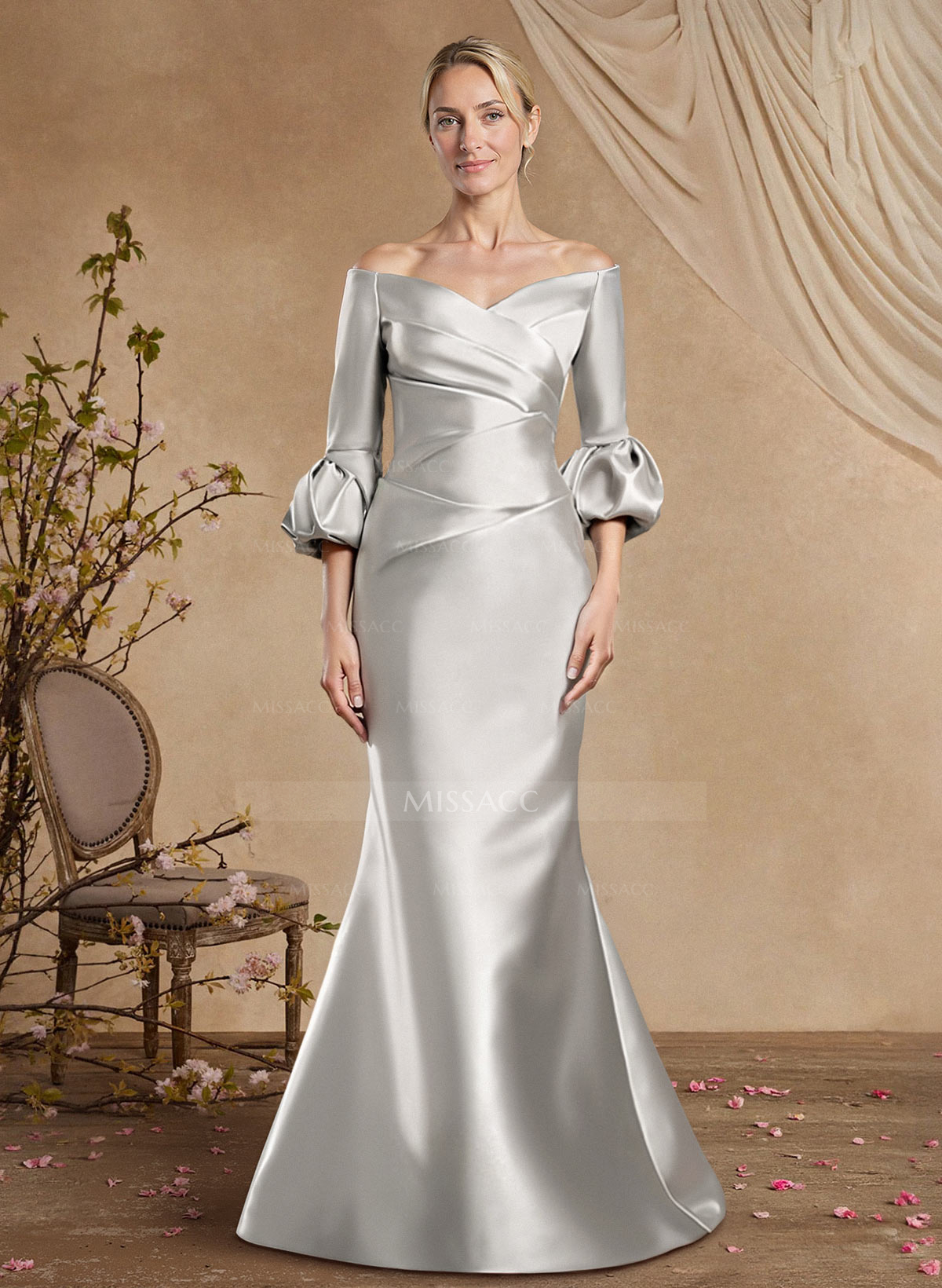 Trumpet/Mermaid Off-The-Shoulder Satin Mother Of The Bride Dresses