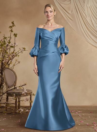 Trumpet/Mermaid Off-The-Shoulder Satin Mother Of The Bride Dresses