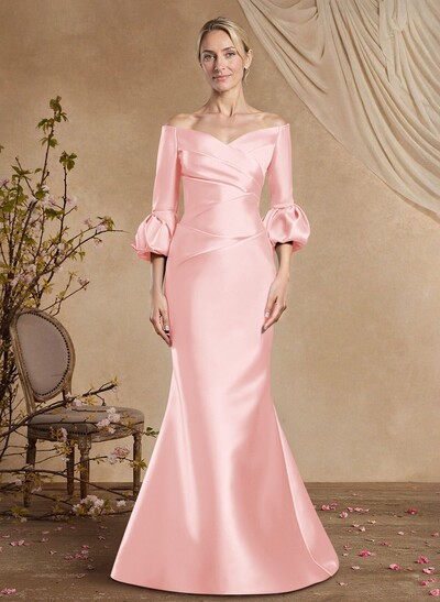Trumpet/Mermaid Off-The-Shoulder Satin Mother Of The Bride Dresses