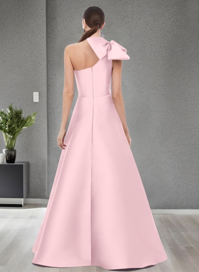 A-Line One-Shoulder Satin Mother Of The Bride Dresses With Bow(s)/Pockets