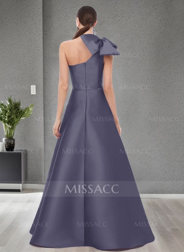 A-Line One-Shoulder Satin Mother Of The Bride Dresses With Bow(s)/Pockets