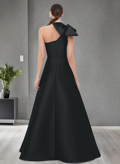 A-Line One-Shoulder Satin Mother Of The Bride Dresses With Bow(s)/Pockets