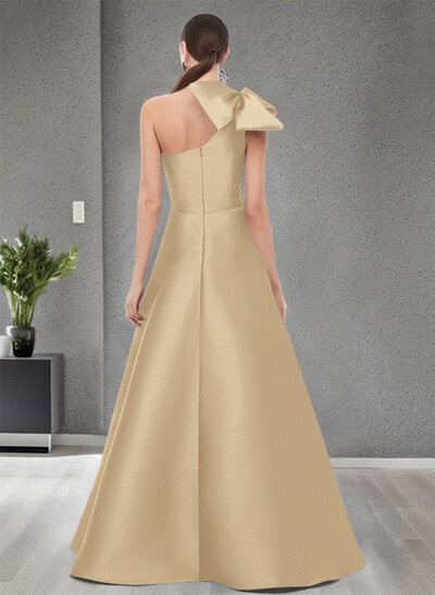 A-Line One-Shoulder Satin Mother Of The Bride Dresses With Bow(s)/Pockets