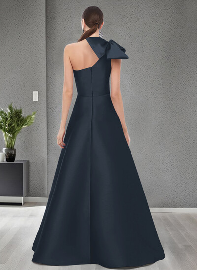 A-Line One-Shoulder Satin Mother Of The Bride Dresses With Bow(s)/Pockets