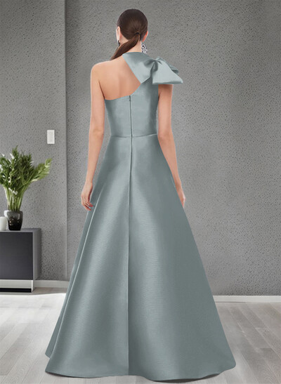 A-Line One-Shoulder Satin Mother Of The Bride Dresses With Bow(s)/Pockets