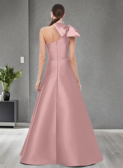 A-Line One-Shoulder Satin Mother Of The Bride Dresses With Bow(s)/Pockets